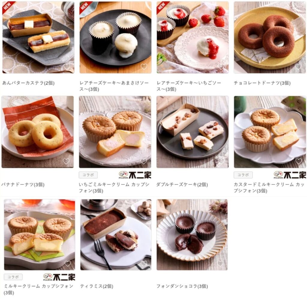 ナッシュのデザートラインナップ11種類
