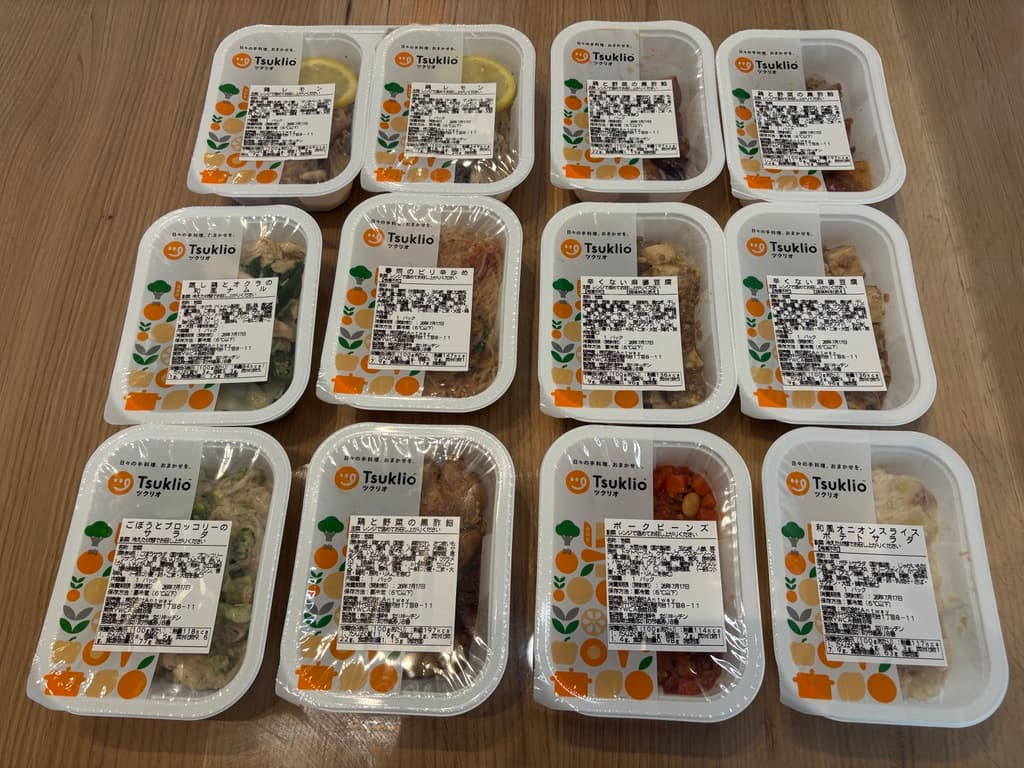 4人前×3日分の12パックを並べた様子