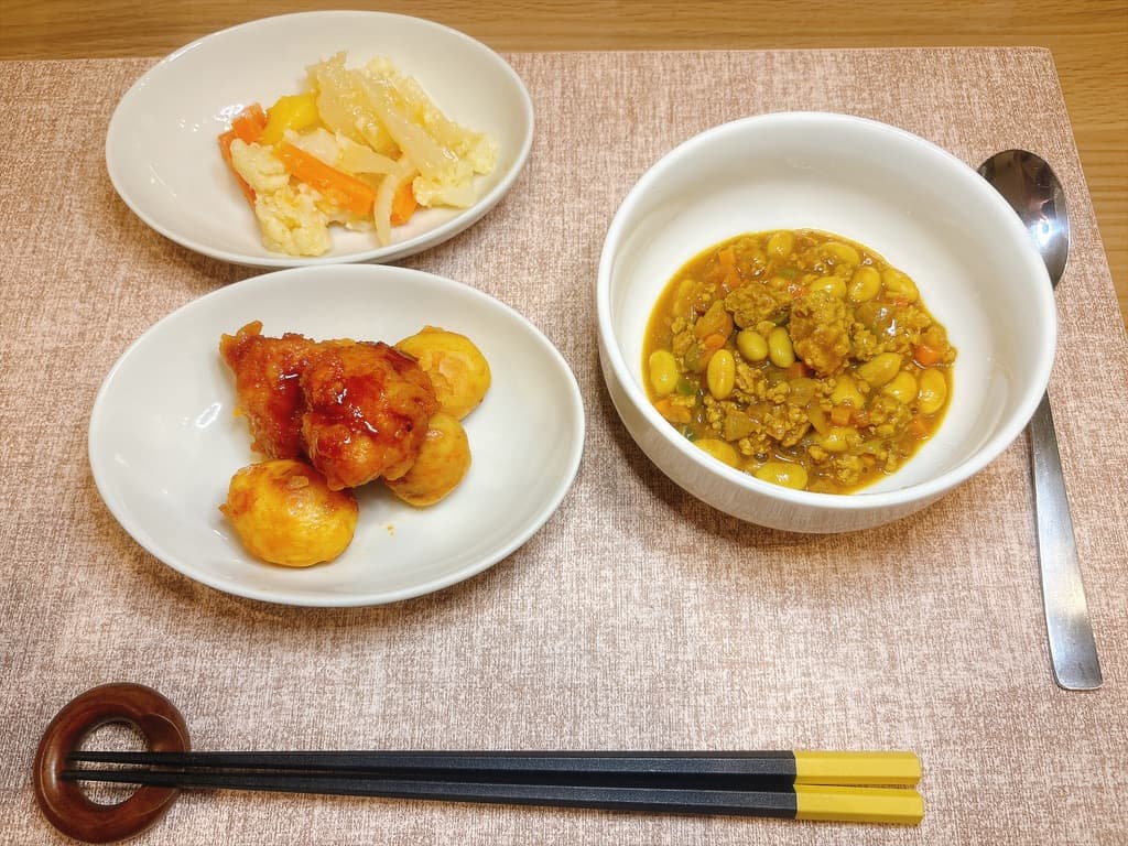 1食分のおかずを並べた